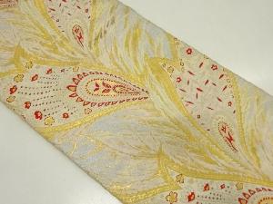 アンティーク　羽に花模様織出し袋帯（材料）
